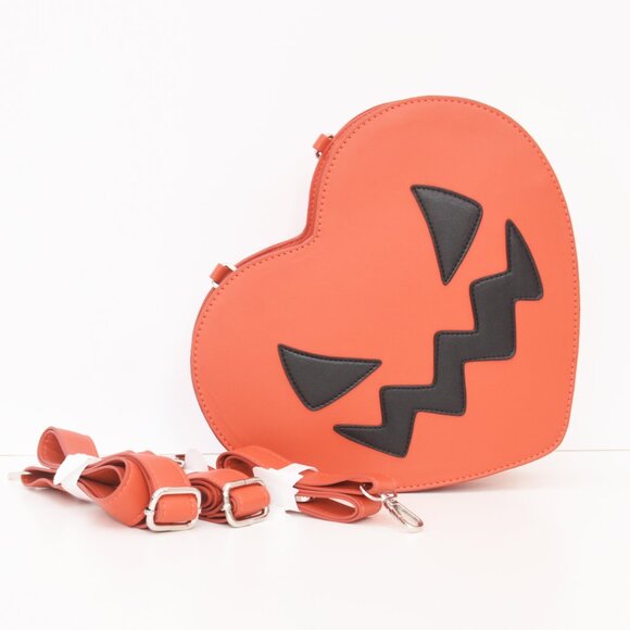 Em & Sprout Jack-O-Lantern Heart Convertible Crossbody Bag Backpack Orange NWOT - Picture 15 of 16